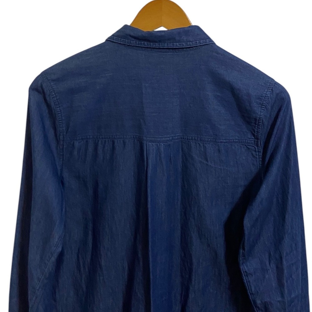 Old Navy Chambray Denim Shirt Dress Long Sleeve Cotton Tunic Western Boho Size M - Picture 9 of 11